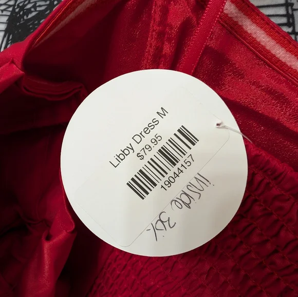 DO+BE Red Mini Dress with Rosette Puff Sleeves - Picture 4 of 5